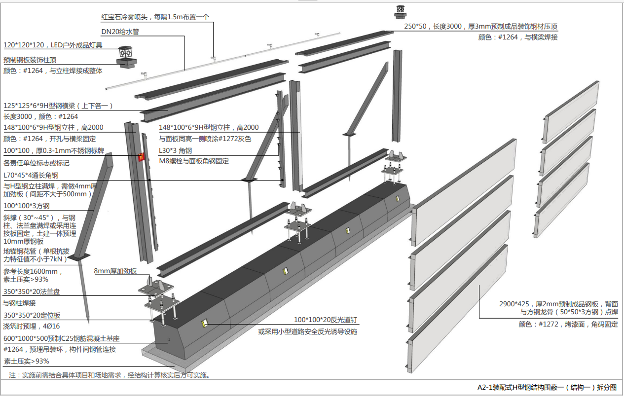 A2裝配式H型鋼結(jié)構(gòu)圍蔽解析圖